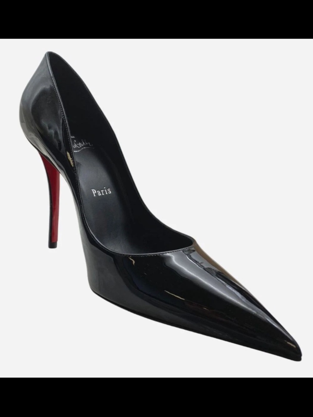 Christian Louboutin Miss Z 100MM Black Patent Pointed Toe Stiletto with Red Heel